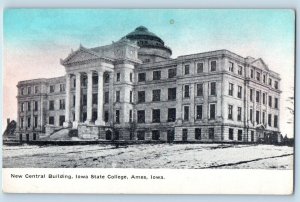 Ames Iowa IA Postcard New Central Building Iowa State College Exterior Scene