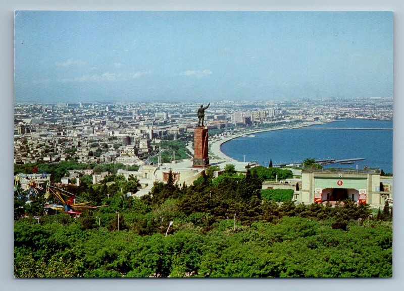 Baku Azerbaijan Old City STATUE Park Water Real Photo Old Vintage Postcard