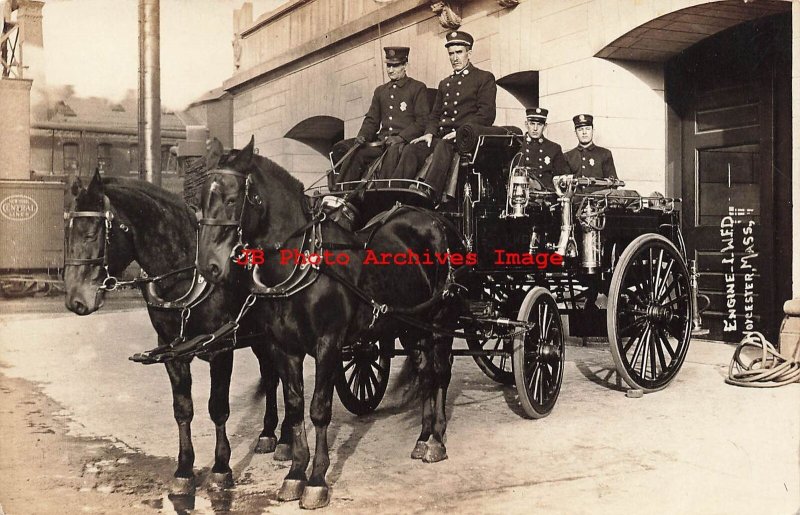 MA, Worcester, Massachusetts, RPPC, Horse Drawn Fire Department Engine No 1
