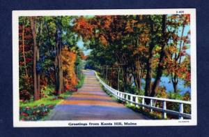 ME Greetings From KENTS HILL MAINE Linen Postcard