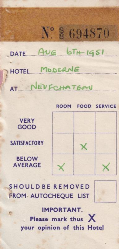 Hotel Moderne Neufchateau Belgium 1950s Hotel Receipt