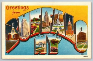 Large Letter Greetings From   Buffalo  New York  Postcard