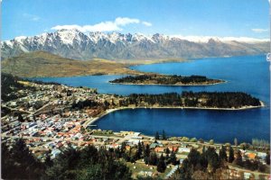 Postcard New Zealand  Queenstown aerial Lake Wakatipu with the Remarkables