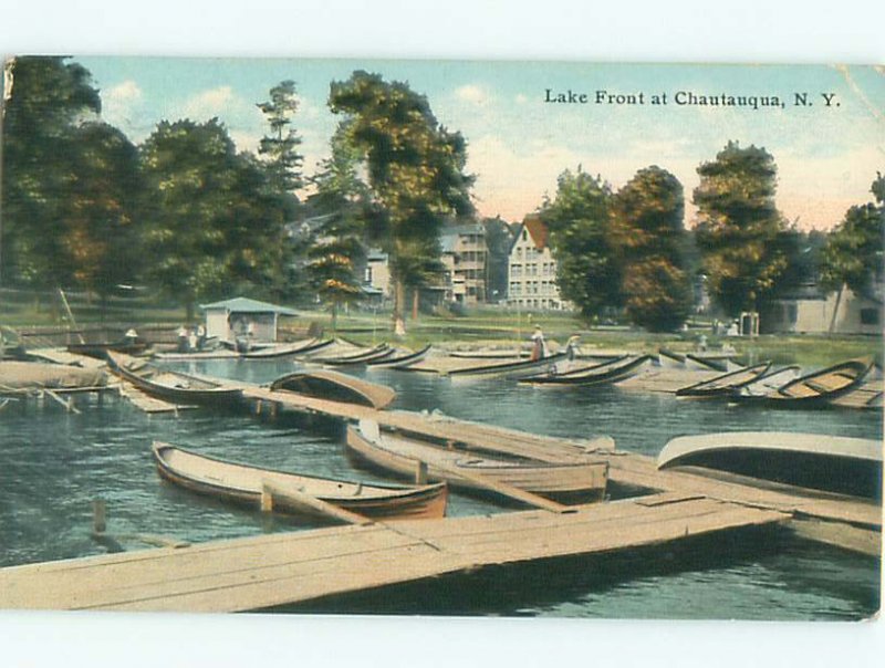 Divided-back BOAT DOCK SCENE Chautauqua - Near Jamestown New York NY AE4936