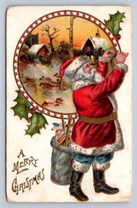 K8/ Santa Claus Christmas Postcard c1910 Blue Suit Pants 230