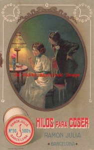 Advertising Postcard, Ramon Julia, Hilos Para Coser, Sewing Thread, Barcelona