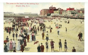 NJ - Atlantic City. Bathing Hour on the Beach