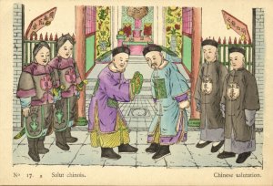 china, Chinese Salutation (1930s) Chefoo, Hand Coloured Mission Postcard (17)