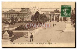 Old Postcard Paris The Tuileries Garden and & # 39Arc Triomphe du Carrousel