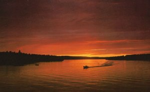 Vintage Postcard Sunset Time Enchantment Beauty Reflected on Tranquil Waters NC