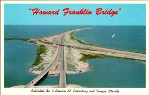 Aerial View, Howard Franklin Bridge I-4 Between Tampa, St Pete FL Postcard G69