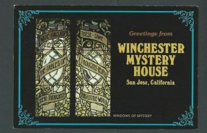 Ca 1968 Post Card San Jose Ca Winchester Mystery House Art Glass Window 6 X 4
