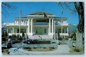 1972 Governors Mansion Building Facade American Flag Carson City Nevada Postcard