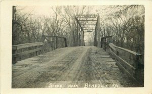 Benedict Kansas 1915 Truss Girder Bridge RPPC Photo Postcard 20-6450