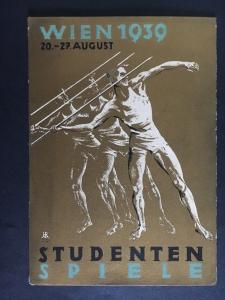 Mint 1939 Vienna Germany Student Sports Picture Postcard Javelin Thrower