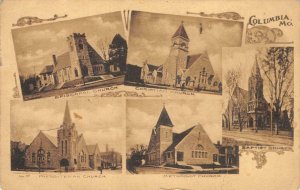 Columbia, MO Episcopal Christian Methodist Presbyterian Churches 1918 Postcard