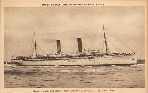 Kenilworth Castle Union Castle Line Writing on back, missing stamp 