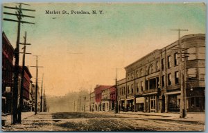 POTSDAM NY MARKET STREET 1911 ANTIQUE POSTCARD