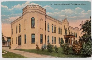 Vintage Postcard 1913 St. Vincent's Hospital, Crookston, Minnesota (MN)