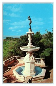 Postcard Hearst San Simeon CA - Bronze Nymph Carrara Mable Fountain M18