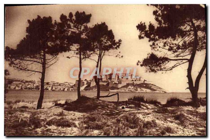 Old Postcard Corsica Ile de Beaute Calvi Upper and Lower Town Views of the Beach