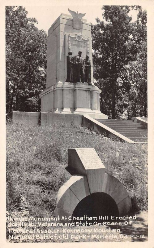 Marietta Georgia Cheatham Hill Monument Real Photo Postcard AA19275