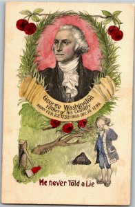 George Washington, He Never Told a Lie Father of Country Vintage Postcard E43