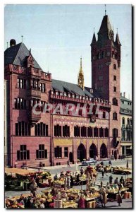 Postcard Modern Basel Rathaus Marktplatz und