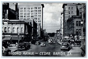 c1940 Second Avenue Classic Cars Cedar Rapids Iowa IA Vintage Antique Postcard