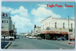 Eagle Pass Texas Postcard Gateway Mexico Downtown View Main Street c1960 Vintage