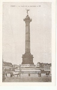 Horse. In place de La Bastille, Paris Old vintage French photo postcard