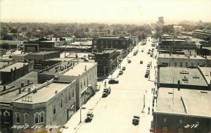 Abilene Kansas Birdseye 1940s RPPC Photo Postcard Autos 3858