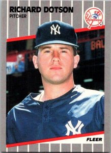 1989 Fleer Baseball Card Richard Dorson New York Yankees sk21024