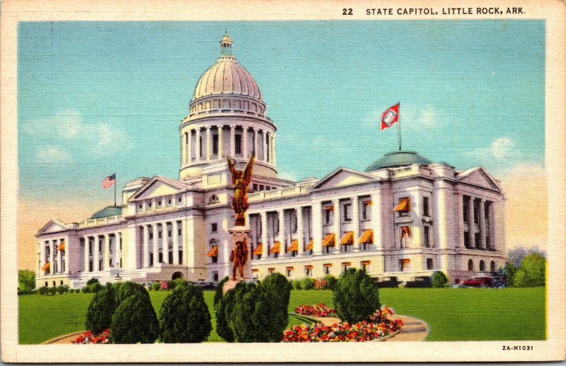 Vtg 1930s State Capitol Little Rock Arkansas AR Unused Linen Postcard