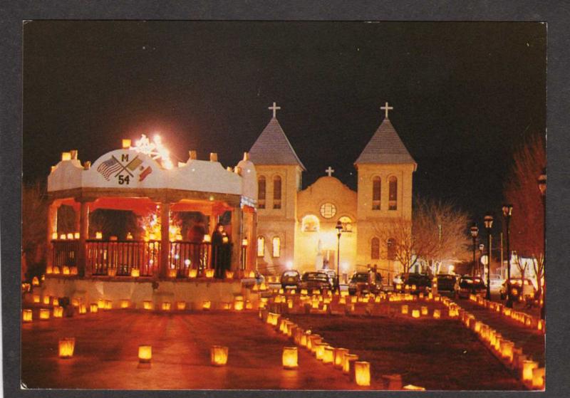 NM San Albino Church Christmas Lights Mesilla New Mexico Postcard