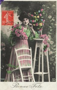 Vintage Postcard 1910's Bonne Fete Happy Feast Day Saint's Days Greetings