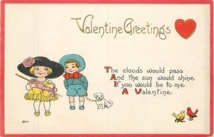 C-1910 Children dog Valentine Greeting artist impression Postcard 22-8446