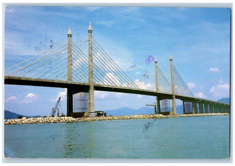 Malaysia Postcard The Penang Bridge Longest in Asia 1996 Vintage Posted
