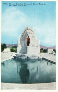 Vintage Postcard 1920's Mormon Battalion Monument Capitol Grounds Salt Lake Utah