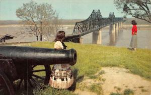 VICKSBURG, MS Mississippi  NAVY CIRCLE Military Park~Canon~Girls~Bridge Postcard