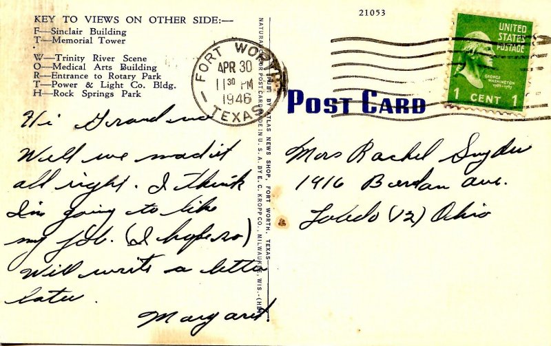 TX - Fort Worth. Large Letter Greetings