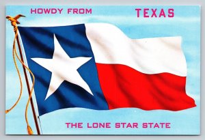 Howdy From Texas The Lone Star State Flag Vintage Unposted Postcard