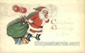 Christmas  Santa Claus 1917 light wear close to grade 2, postal marking on fr...