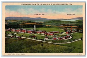 c1940's Aerial View of Veterans Hospital at Tupper Lake New York NY Postcard 