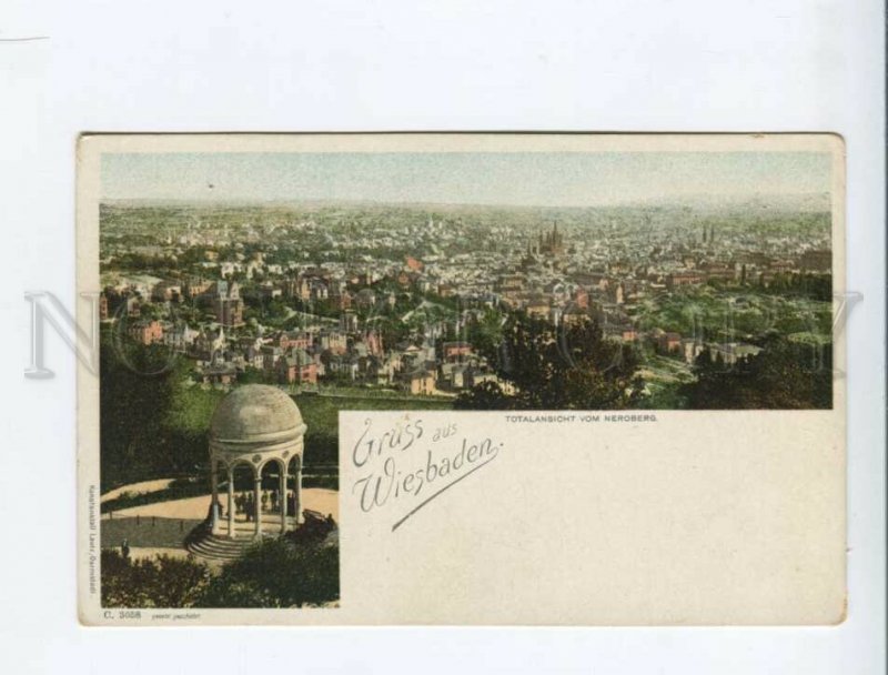 3172036 GERMANY Gruss aus Wiesbaden Vintage lithograph postcard