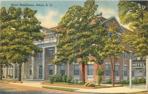 1940s Aiken South Carolina Hotel Henderson occupation Postcard 26-345