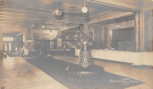 J42/ Chicago Illinois RPPC Postcard c1910 Stratford Hotel Interior Lobby 331
