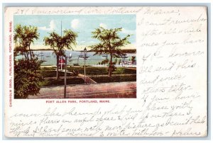 1904 Fort Allen Park Scene Boats Portland Maine ME Posted Antique Postcard 