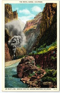 13862 Train in Royal Gorge, Denver & Rio Grande Western Railroad Scenic Postcard