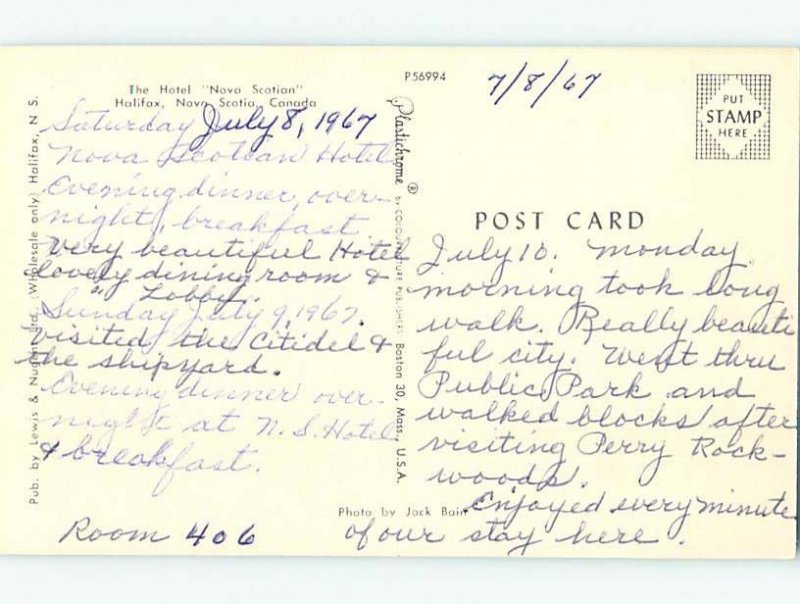 Pre-1980 HOTEL SCENE Halifax Nova Scotia NS B2241